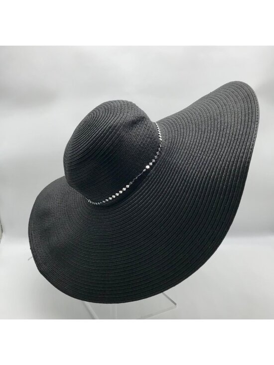 I.N.C. International Concepts Black Sun Hat With Decorative Shell Chain main image 3